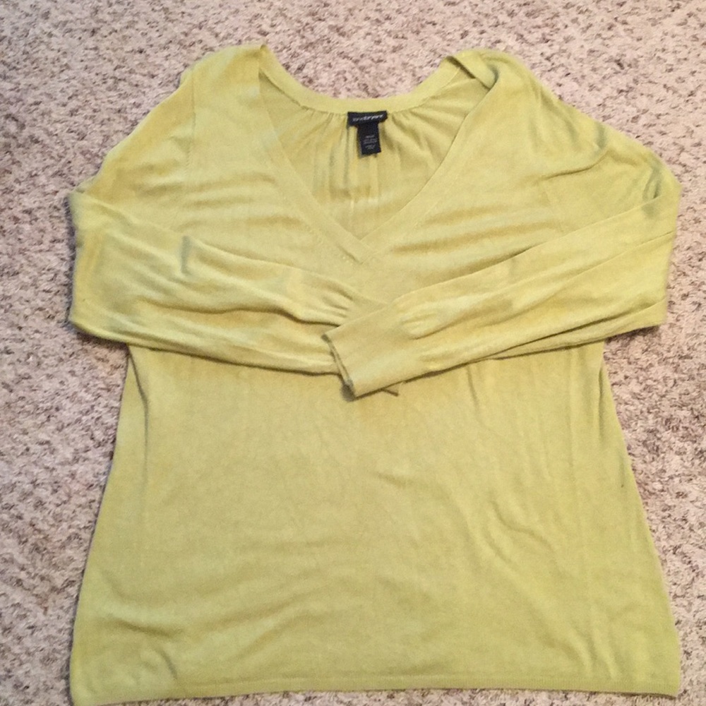Long sleeve, V-neck lime green sweater